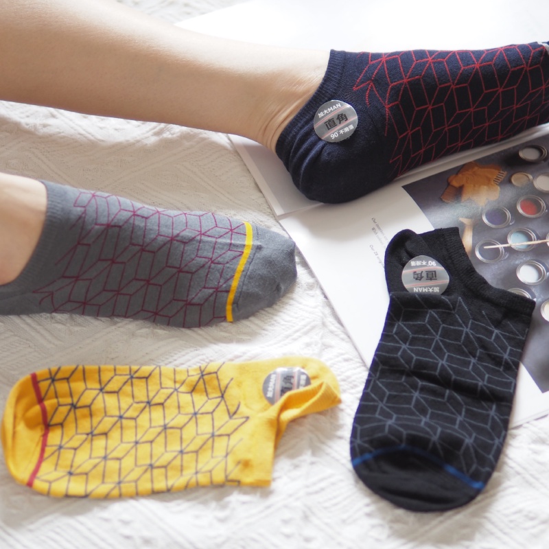 [Kaimei Cotton Industry] 10 pairs set, random and excellent, MIT made in Taiwan, pure cotton, extra large combed cotton, right-angle socks, square geometric style, , large