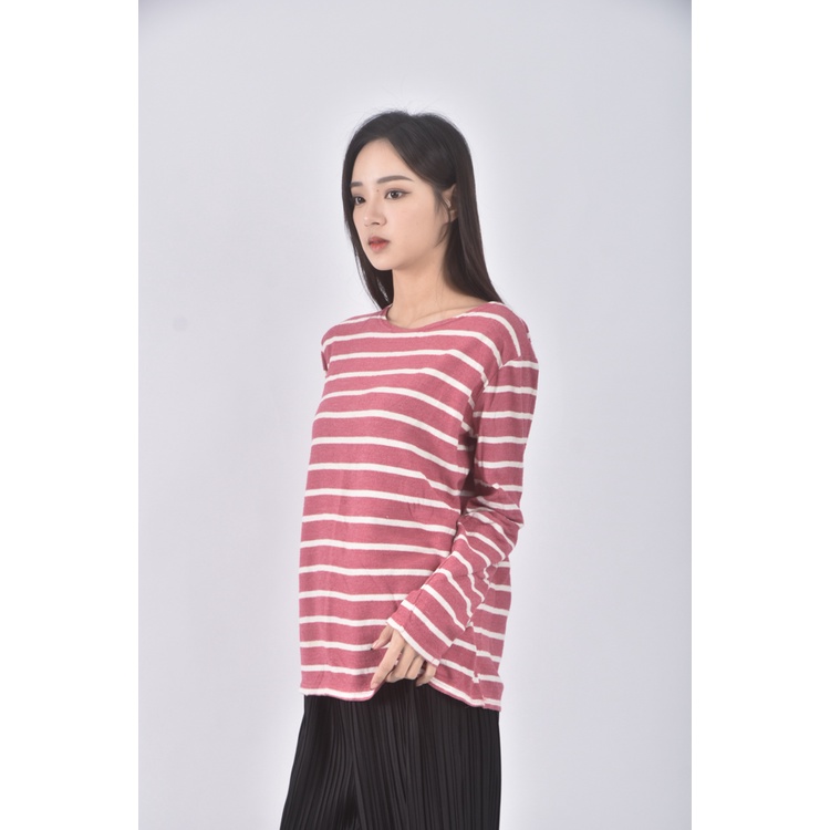 (M) by pink韓牌質感條紋粉色長袖上衣二手衣, , large