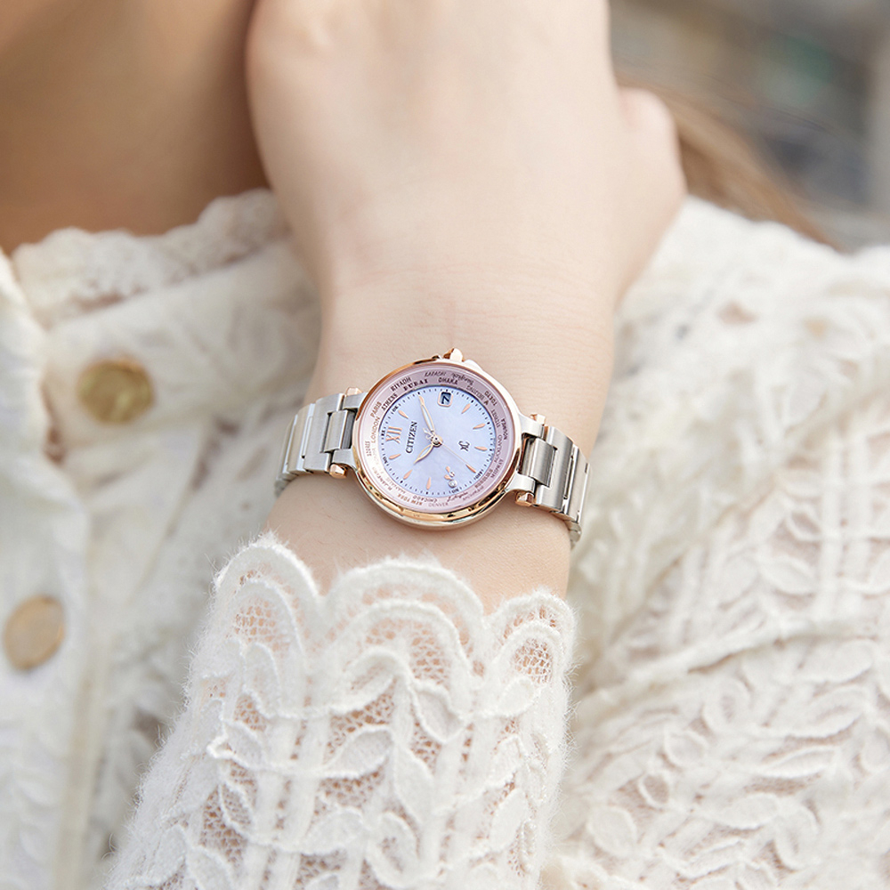 CITIZEN 星辰 XC 心蕊 光動能電波萬年曆女錶-29mm EC1011-62W, , large