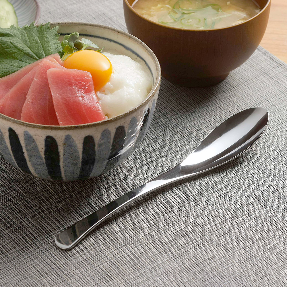 【Shimomura Kihan】Japan-Made All-Stainless Steel Shallow-Bowl Round Soup Spoon, Set of 5 (Dishwasher-Safe / TSUBAME Series), , large