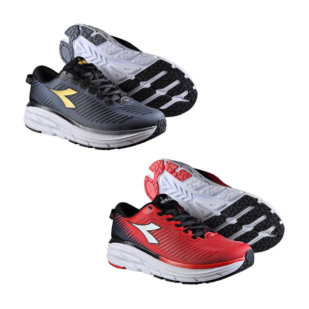 DIADORA迪亞多那 寬楦驅動跑鞋 男運動鞋 男鞋 透氣 高腳背 寬腳板 康特杯 吸震 回彈 厚底 緩震 止滑 灰 紅, , large