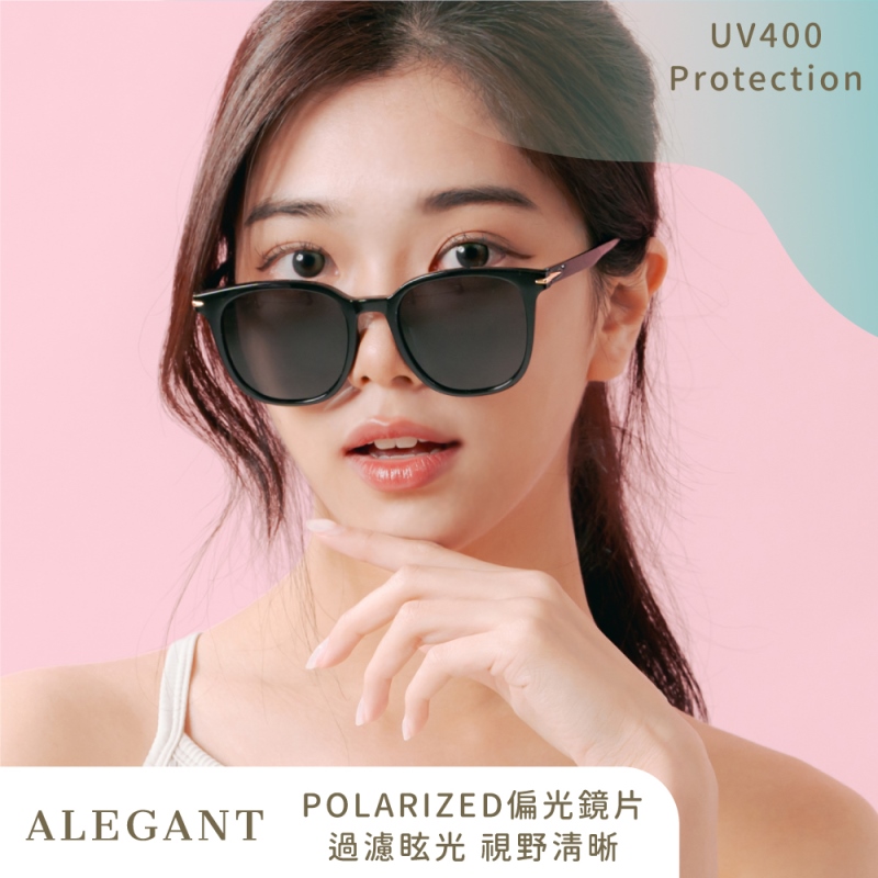 獨特時尚月泉黑TR90寶麗來偏光墨鏡/UV400太陽眼鏡〔ALEGANT〕, , large