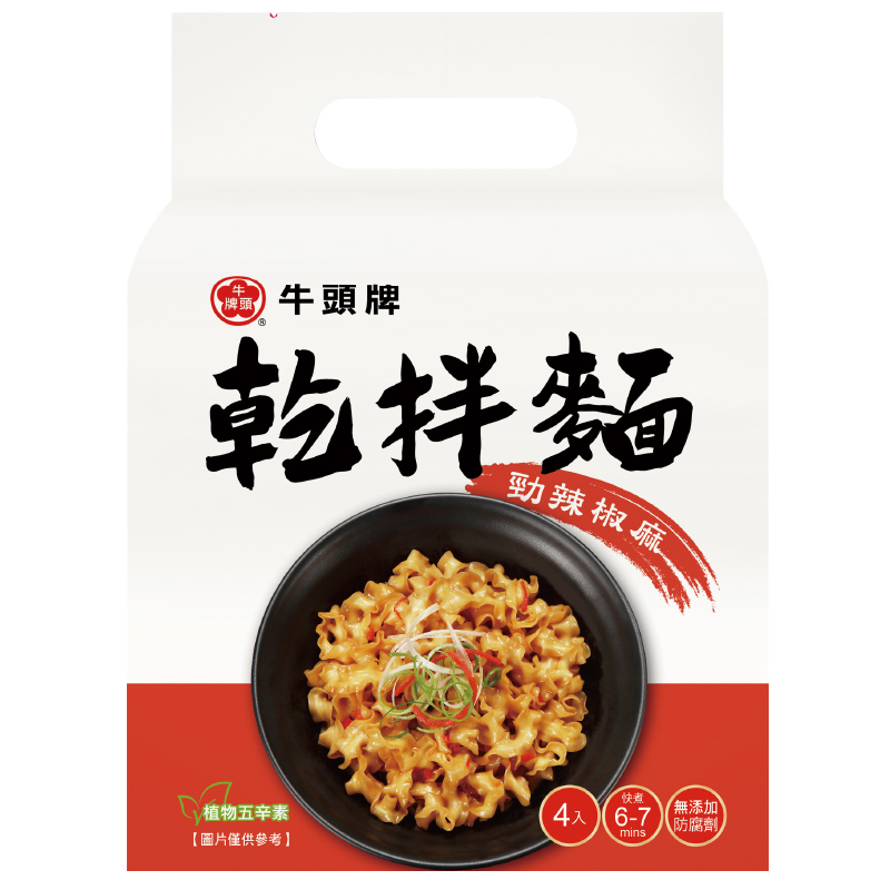 牛頭牌勁辣椒麻乾拌麵114g x4, , large