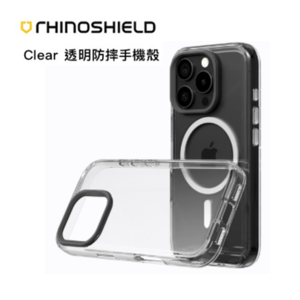 【RHINOSHIELD 】 Clear for Apple iPhone 15 Pro - Crystal Clear Case+Black Camera Ring+Clear Button, , large
