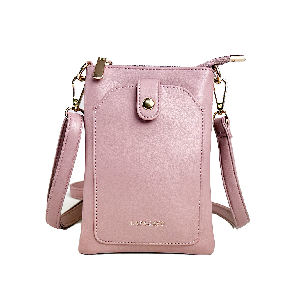 【lapagayo】高級訂製絲柔皮革手提包+手機包(粉色)-PI-06419A-1-75棕色, , large
