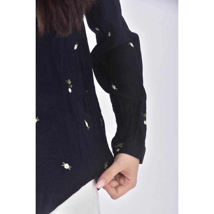 (M) trend collection繡花藍色長袖上衣二手衣, , large