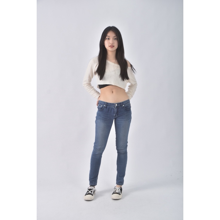 (L) sinmau丹寧牛仔質感藍色長褲二手衣