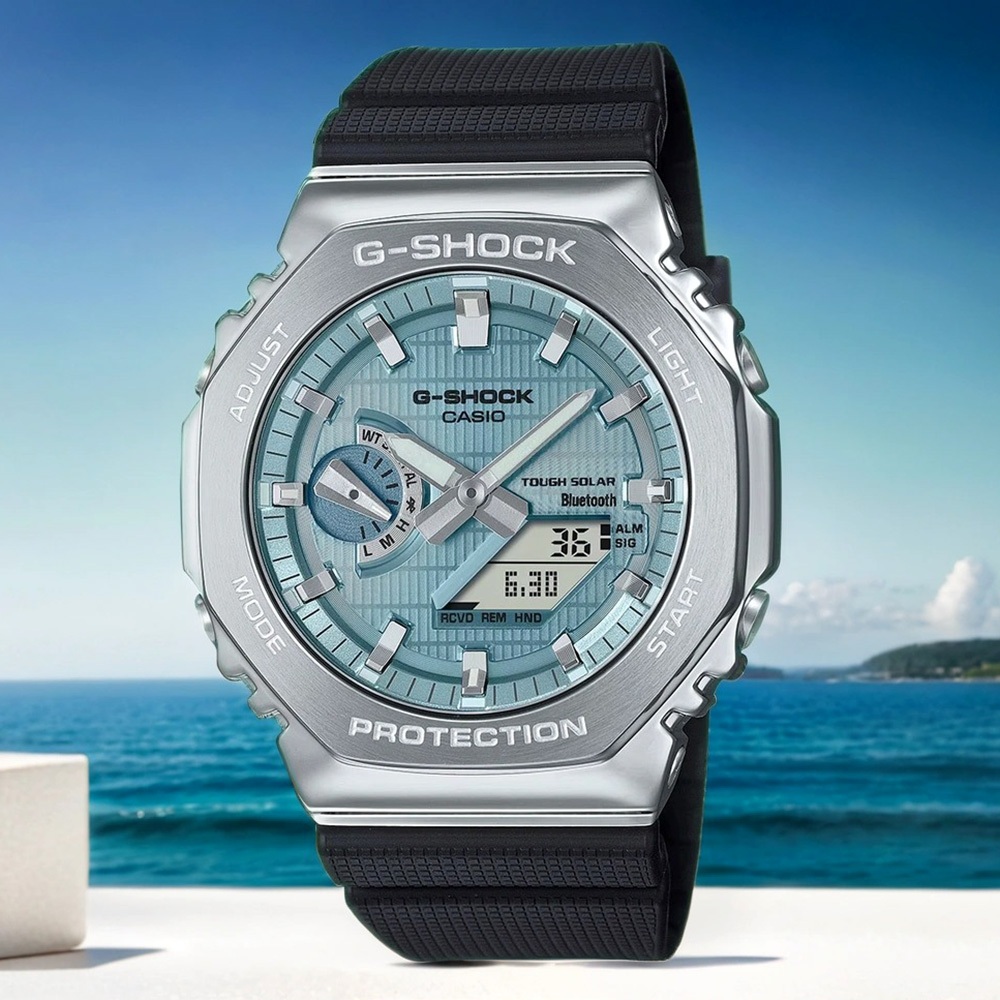 CASIO 卡西歐 G-SHOCK 八角太陽能藍芽手錶 GBM-2100A-1A2, , large