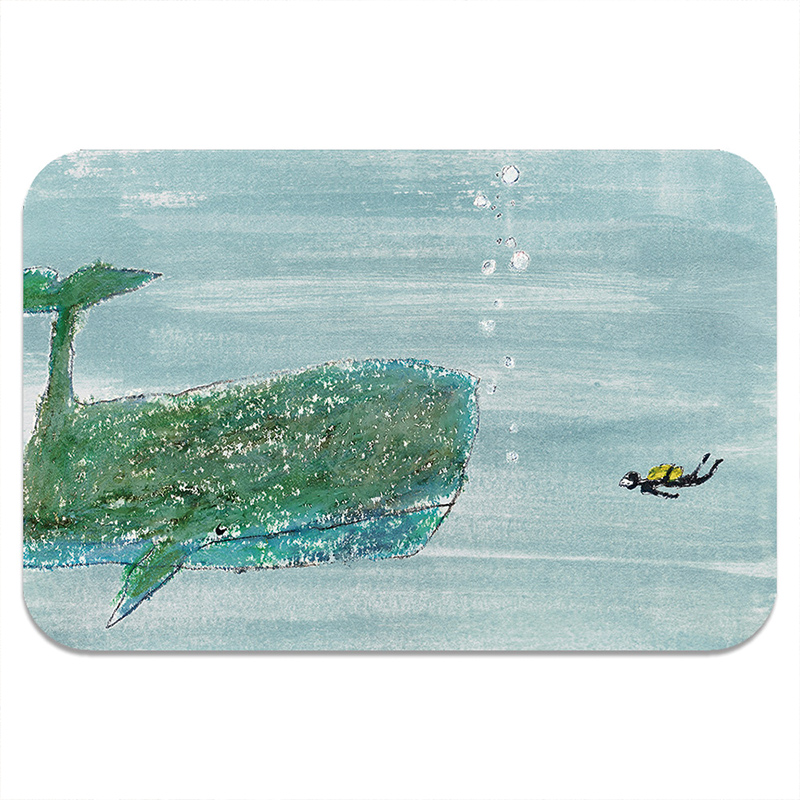 【怪獸】新銳設計師 10秒頂吸 軟式珪藻土吸水地墊 DUCKY SHEN (60x40cm) -Whale, , large