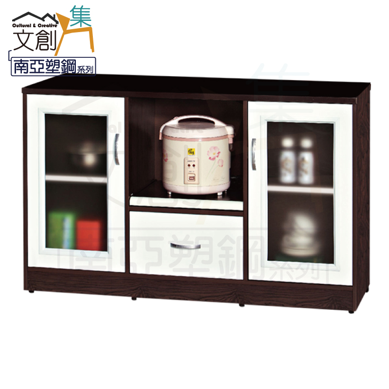 【文創集】凱爾 環保4.4尺南亞塑鋼二門單抽餐櫃/收納櫃(客約商品)