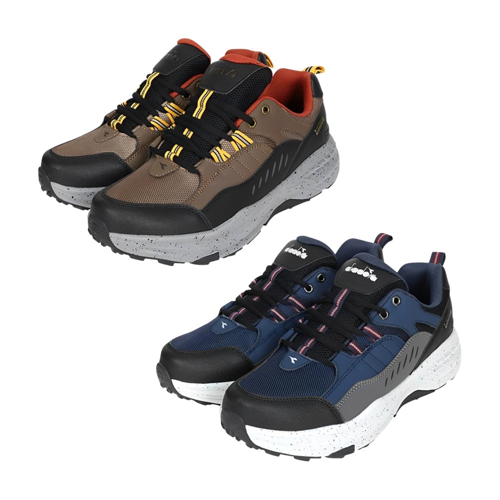 DIADORA迪亞多那 防潑水寬楦越野鞋 男運動鞋 男鞋 登山鞋 反光 透氣 保護後跟 足弓支撐 高彈 止滑 咖啡 丈青, , large