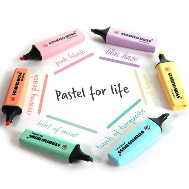 【德國天鵝STABILO】BOSS ORIGINAL Pastel 波士馬卡龍色經典螢光筆 4色-ST70/4-4, , large