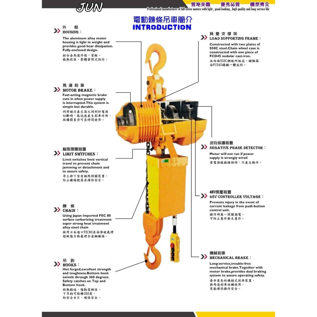 WIN 五金 JUN 多種規格 單鍊式 三相電動吊車 電動絞盤 手拉吊車 手搖吊車 吊重 廠房設備 提升機 吊升 起重, , large
