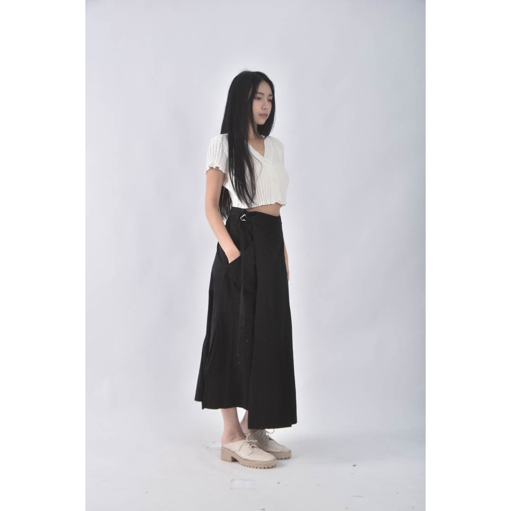 (M) la mode棉質純棉黑色長裙二手衣, , large