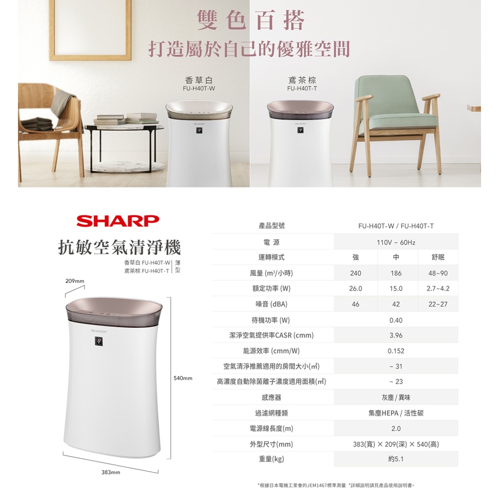 SHARP 夏普 9坪 自動除菌離子空氣清淨機 鳶茶棕 FU-H40T-T, , large