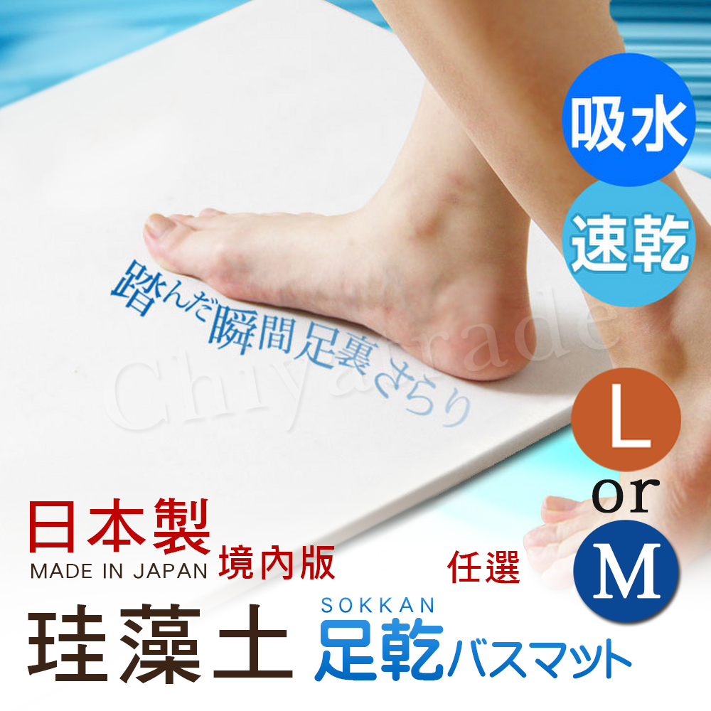 【百科良品】日本藤原境內版 日本製 珪藻土 足乾樂 超速吸水地墊 乾燥快超吸水墊M/L(日本建材級), , large
