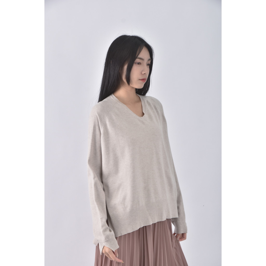 (2XL) funny powder韓牌Ｖ領杏色長袖上衣二手衣, , large