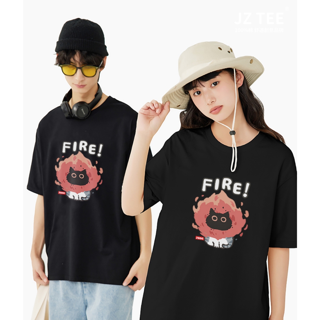 JZ TEE Black Cat-FIRE Graphic Tee, , large