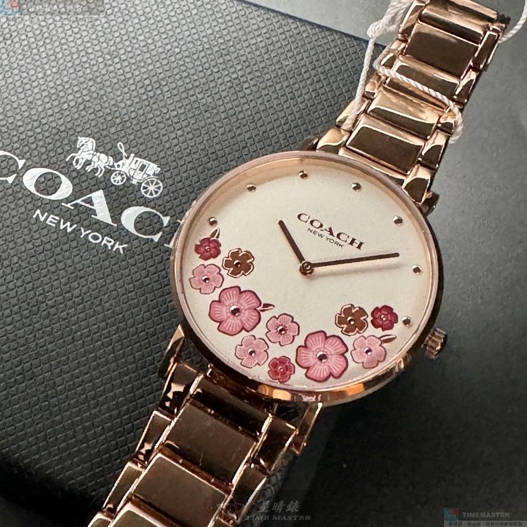 [星晴錶業]COACH手錶,36mm,CH00202白色錶面玫瑰金錶殼玫瑰金色精鋼錶帶款, , large