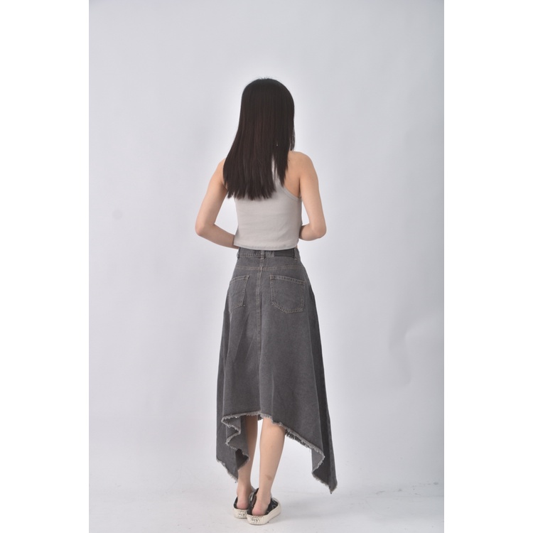 (S) suitangtang質感丹寧牛仔棉質純棉灰色長裙二手衣, , large