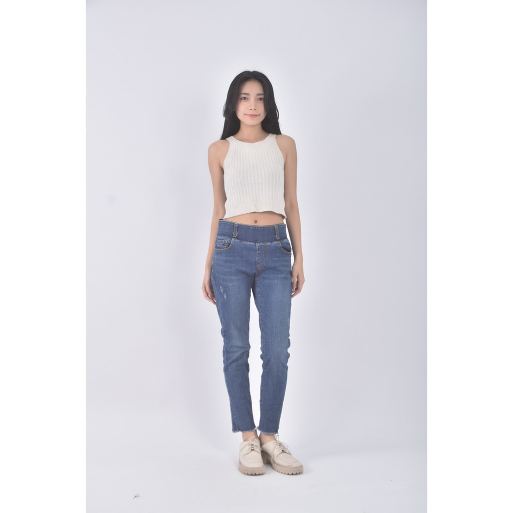 (F) band market丹寧牛仔質感藍色長褲二手衣, , large