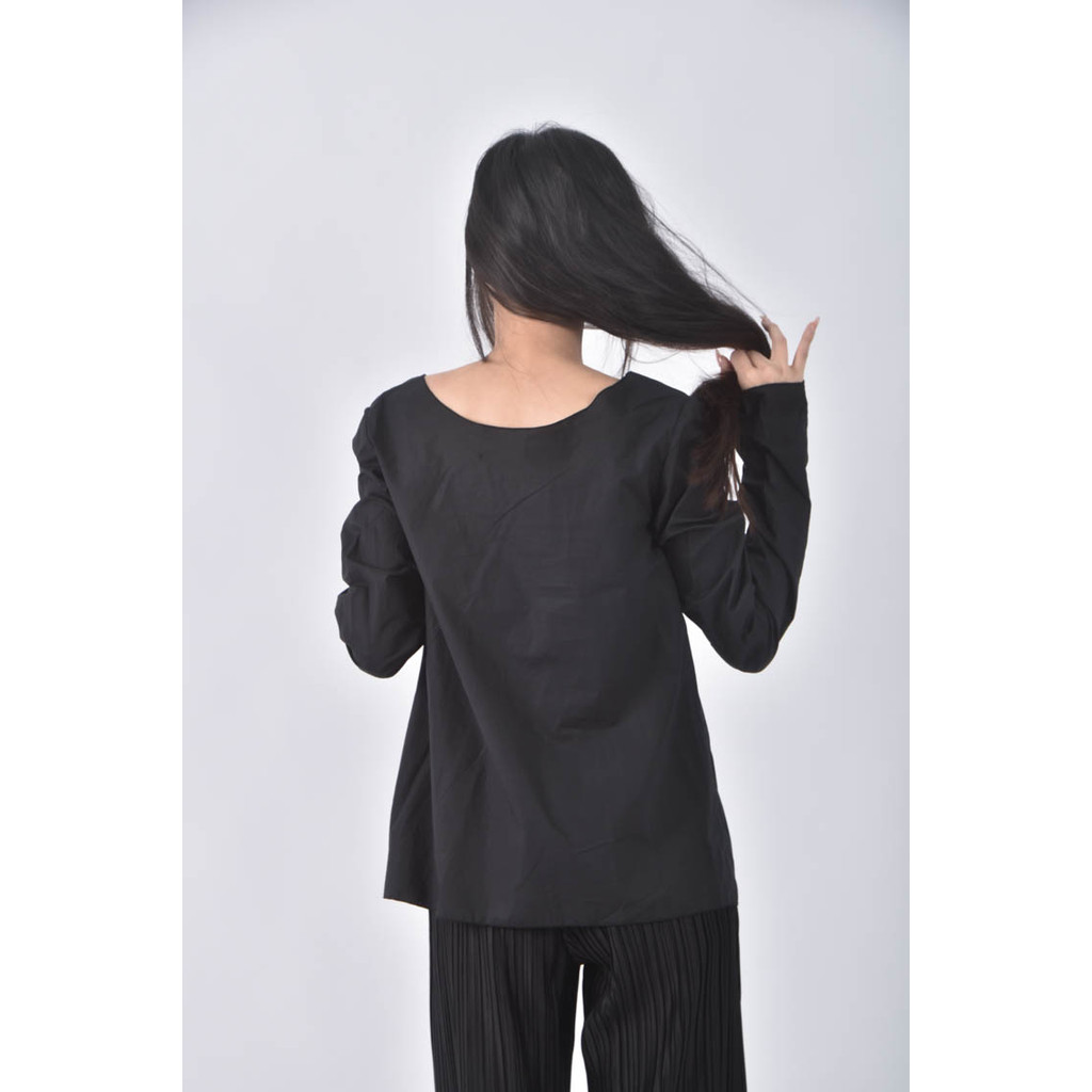 (S) steph by steph棉質純棉黑色長袖上衣二手衣, , large