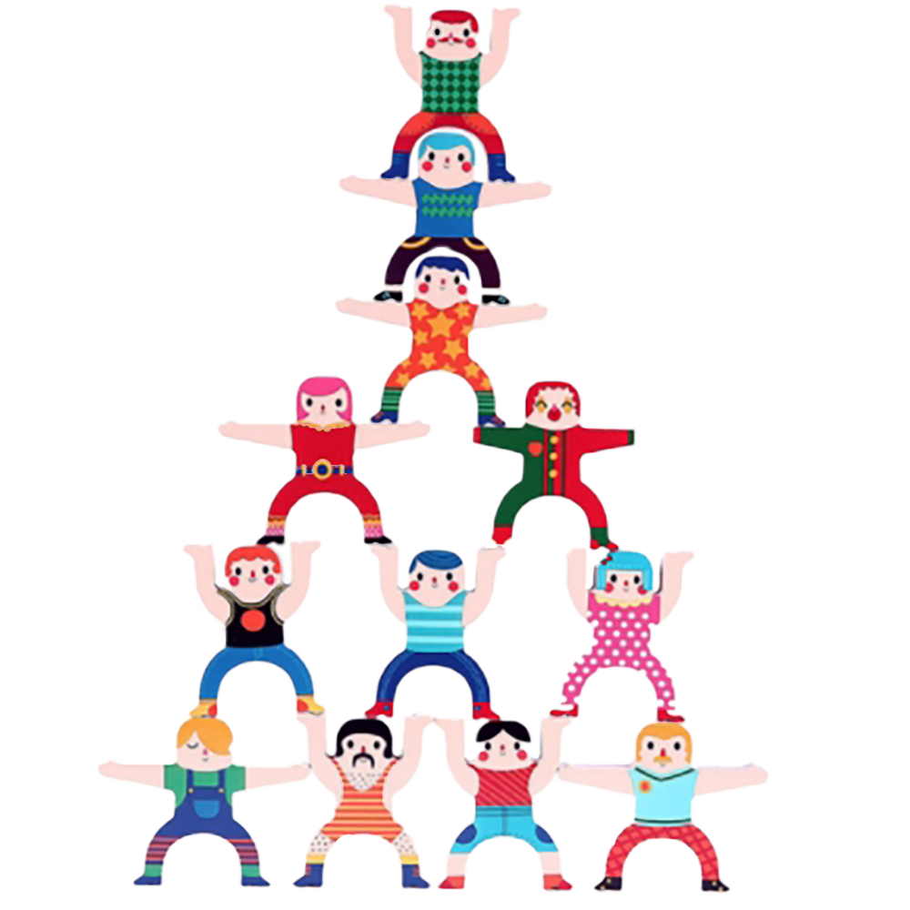 【啾愛你】大力士平衡疊疊樂(圓潤塑膠材質(16個人偶+2顆球), , large