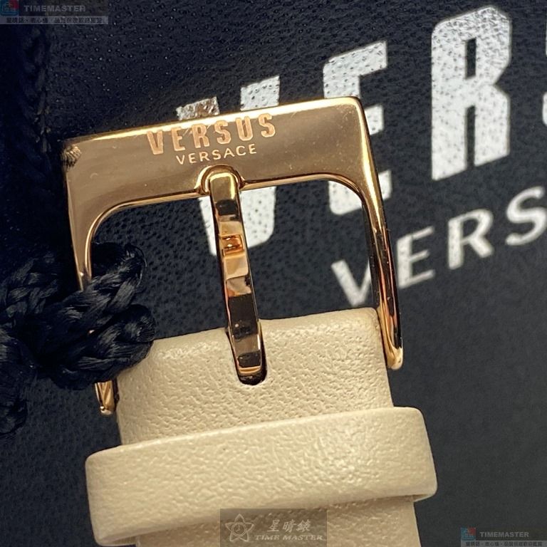 [星晴錶業]VERSUS VERSACE手錶,40mm,VV00278粉金錶面玫瑰金錶殼米白真皮皮革錶帶款, , large