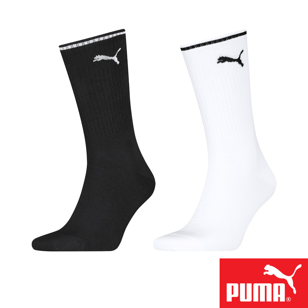 PUMA 男女款中筒襪1雙裝 彪馬 跳豹 男襪 女襪 襪子 運動襪 小腿襪 棉襪 柔軟 棉質 舒適 高彈 耐磨 黑 白