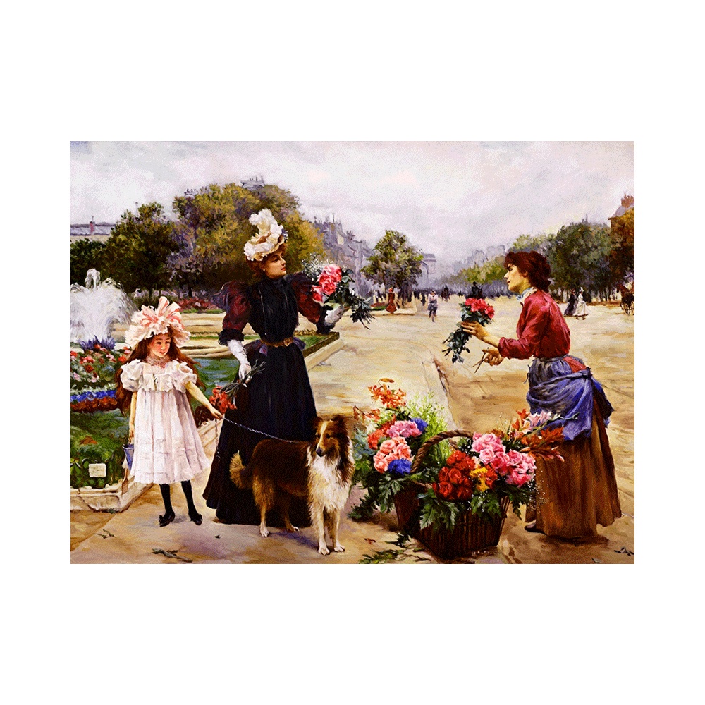 【御畫房】鮮花少女 國家一級畫師手繪油畫60×80cm(VF-03), , large