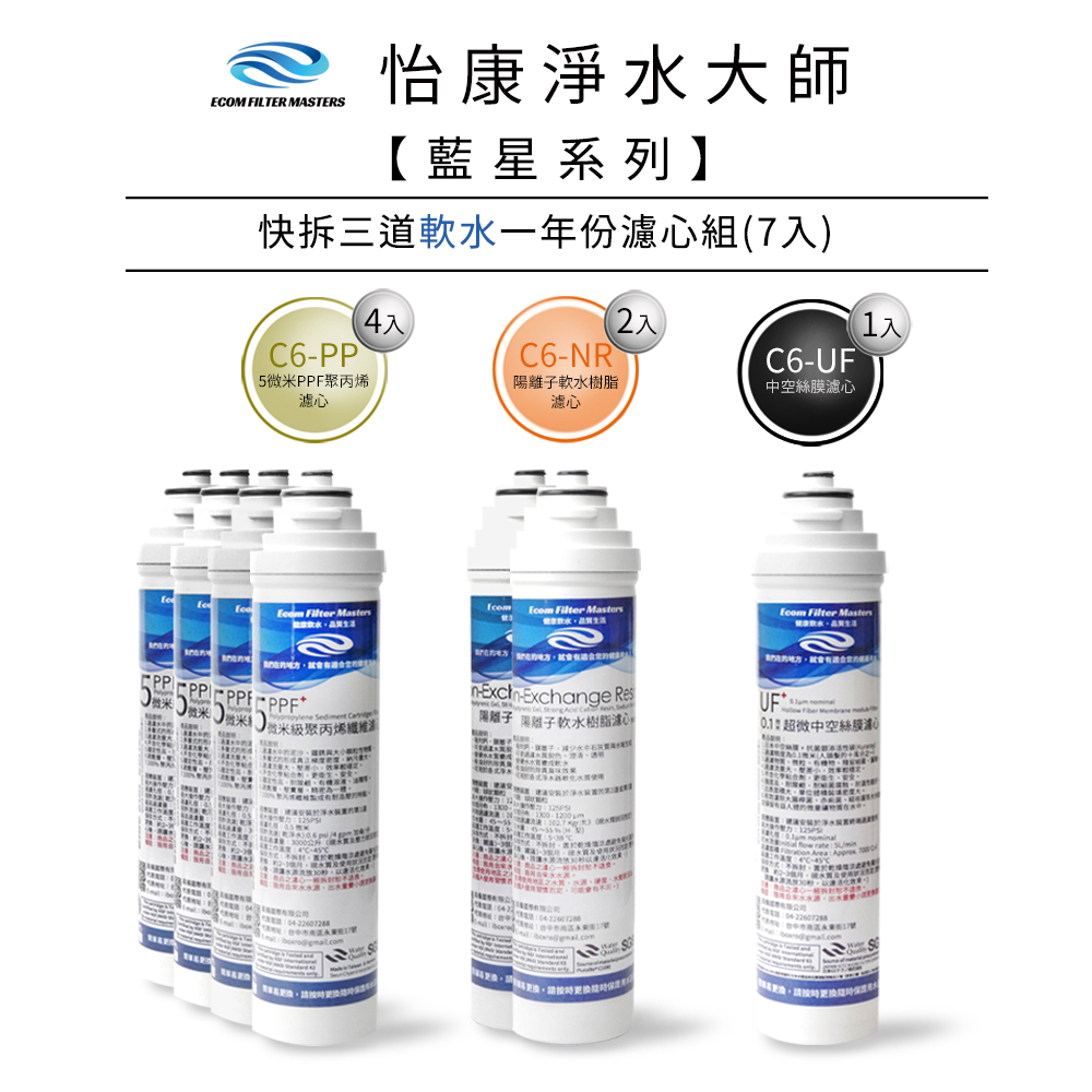 【怡康淨水】藍星系列 快拆三道一年份濾心組, , large