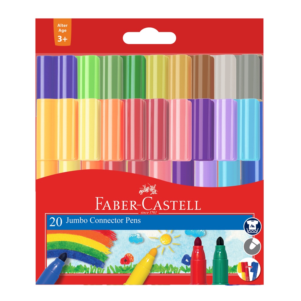 德國輝柏Faber-Castell JUMBO彩色連接筆(20色), , large