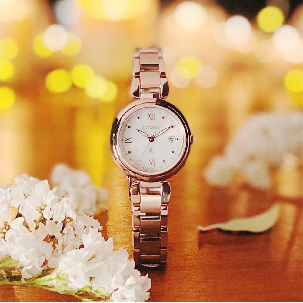 CITIZEN 星辰 XC 鈦金屬光動能電波女錶  ES9464-52A, , large