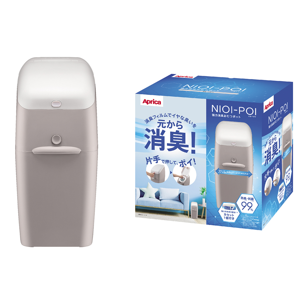 【Aprica】專利嬰兒尿布處理器 NIOI-POI  鈦金灰 內附膠捲1入 (分解異味 除臭 防臭 抗菌 彌月禮 ), , large