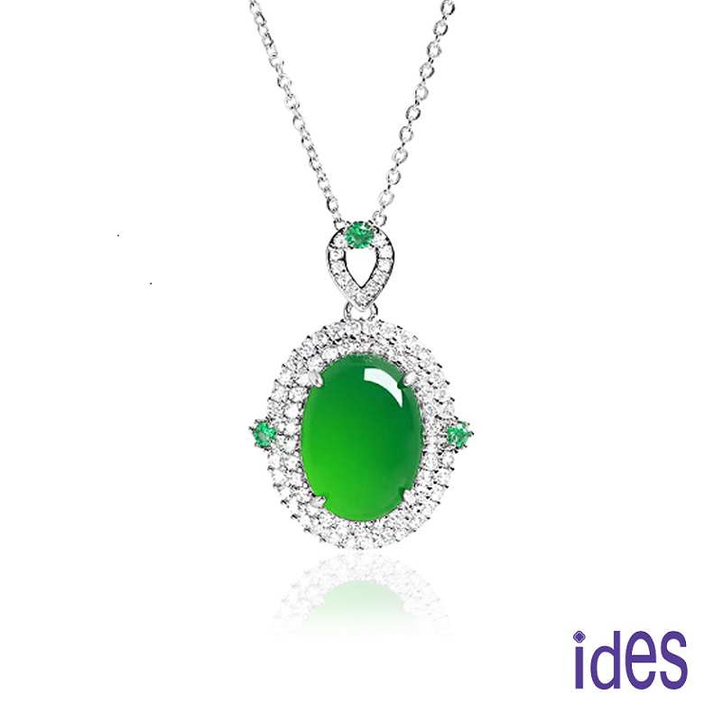 [ides愛蒂思] 輕珠寶東方系列冰種綠玉髓項鍊鎖骨鍊/溫潤, , large