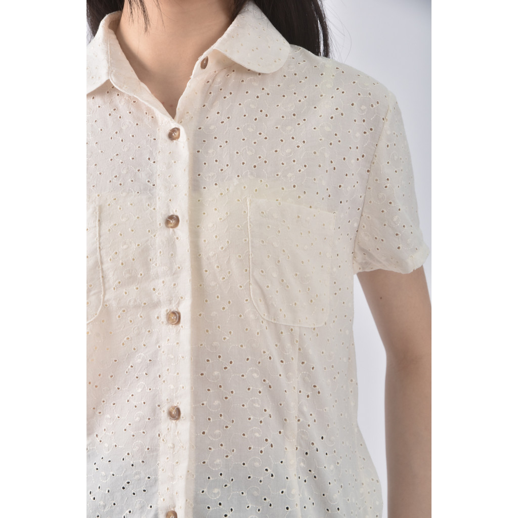 (M) 印花白色短袖上衣二手衣, , large