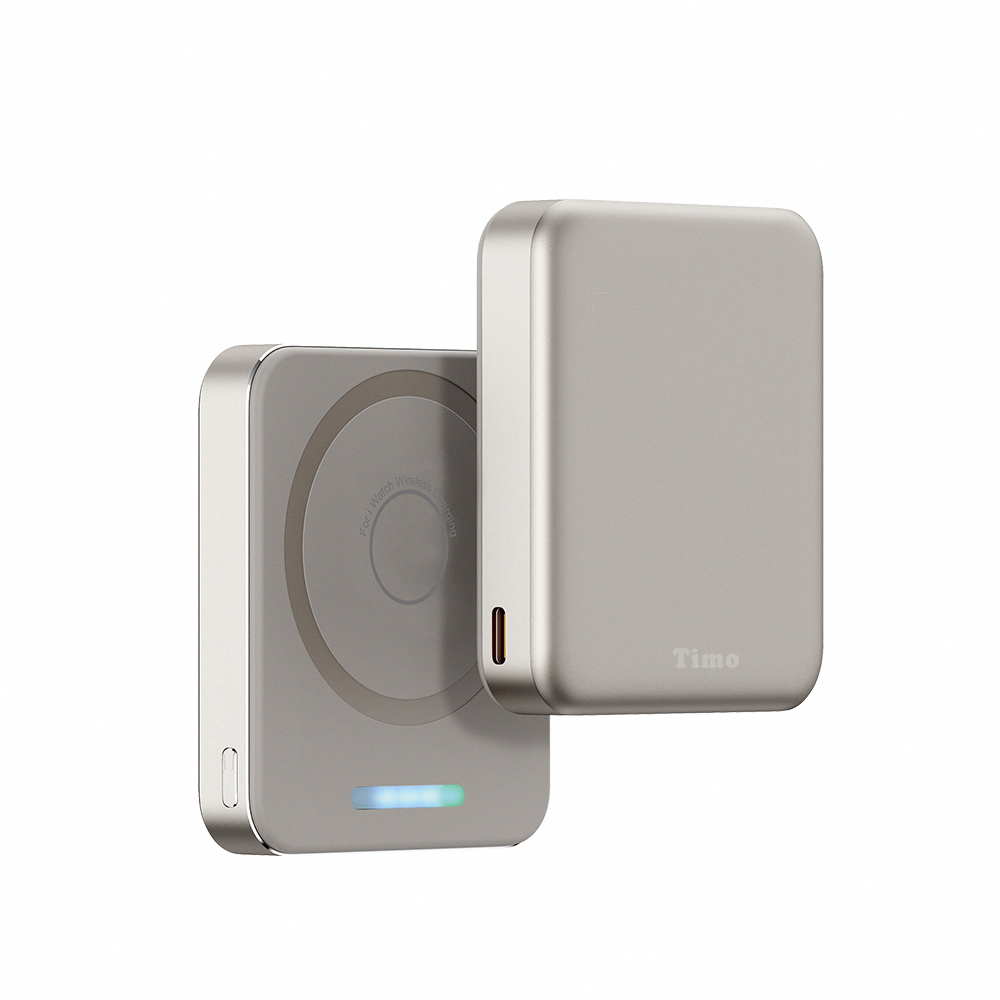 【Timo】魔方 20W PD快充 三合一無線充電行動電源 5000mah - 鈦色, , large