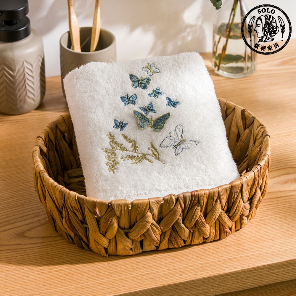 【SOLO Vintage】LCW Home 50x80cm Butterfly Embroidery Towel 100% Cotton Absorbent Made in Turkey, , large