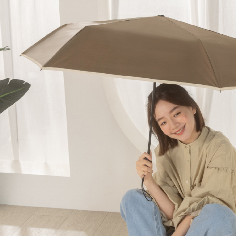 【rento】UV Protection Automatic Umbrella with Black Coating – Tea Brown