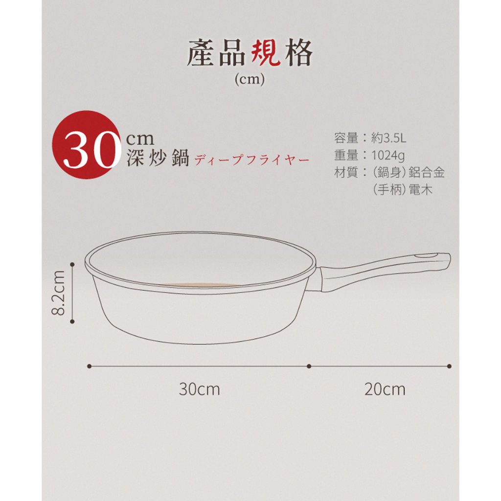 【LMG】黑曜石極耐磨深炒鍋30CM, , large