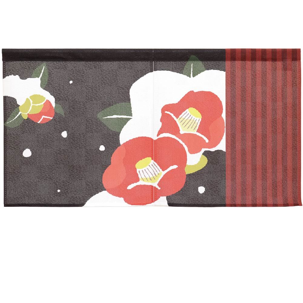 日本製【コスモ】短門簾《山茶花》黑, , large