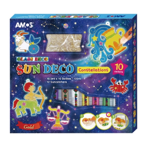 【AMOS 阿摩司】韓國原裝 10 色 星座 主題 吊飾 玻璃彩繪 膠 / 組 SD10P10-CL, , large