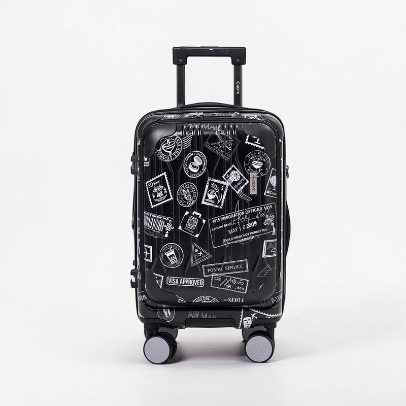 【Alldma鷗德馬】20吋第二代台灣味郵戳雙開箱AD35-黑郵(贈保護套CF7), 黑郵, large