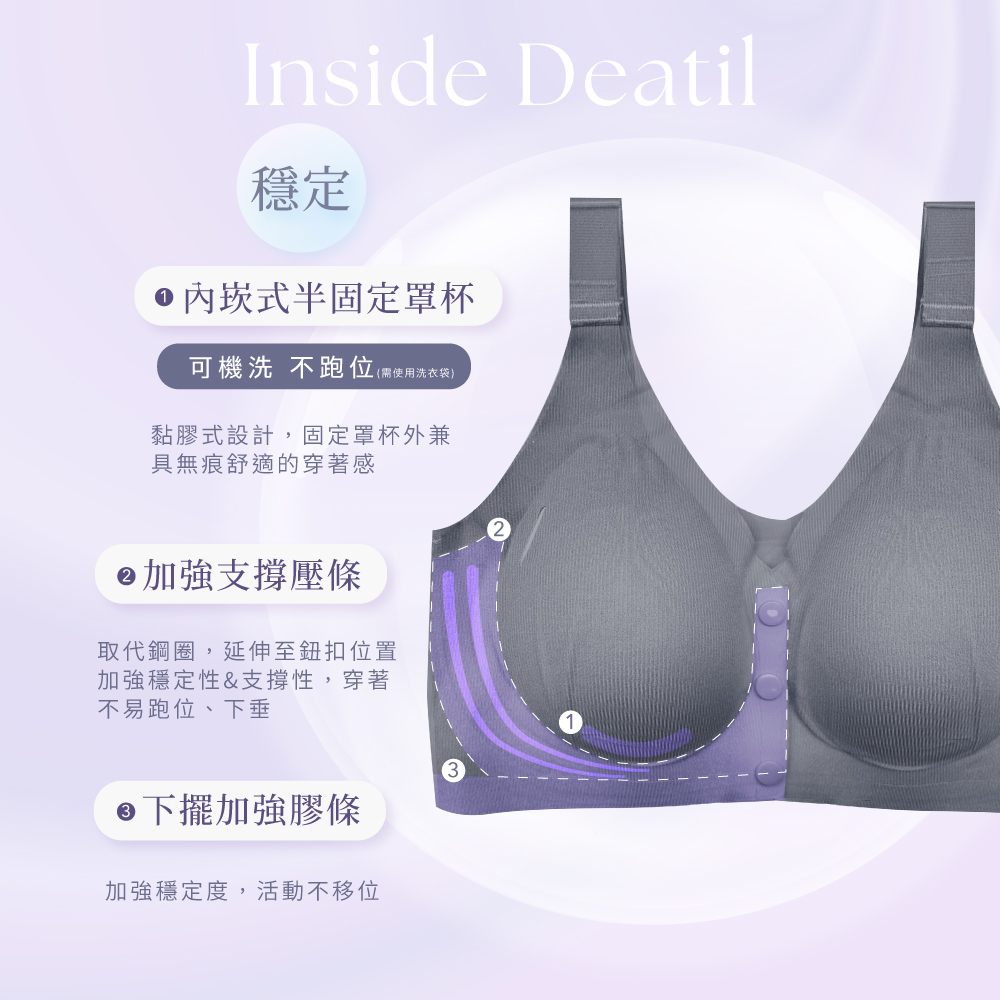 【伊柔 EVEROY】 裸肌無感無鋼圈前扣哺乳內衣 M-3XL(EQ)｜無痕包覆.加大尺碼 W031-52 麻花灰, , large