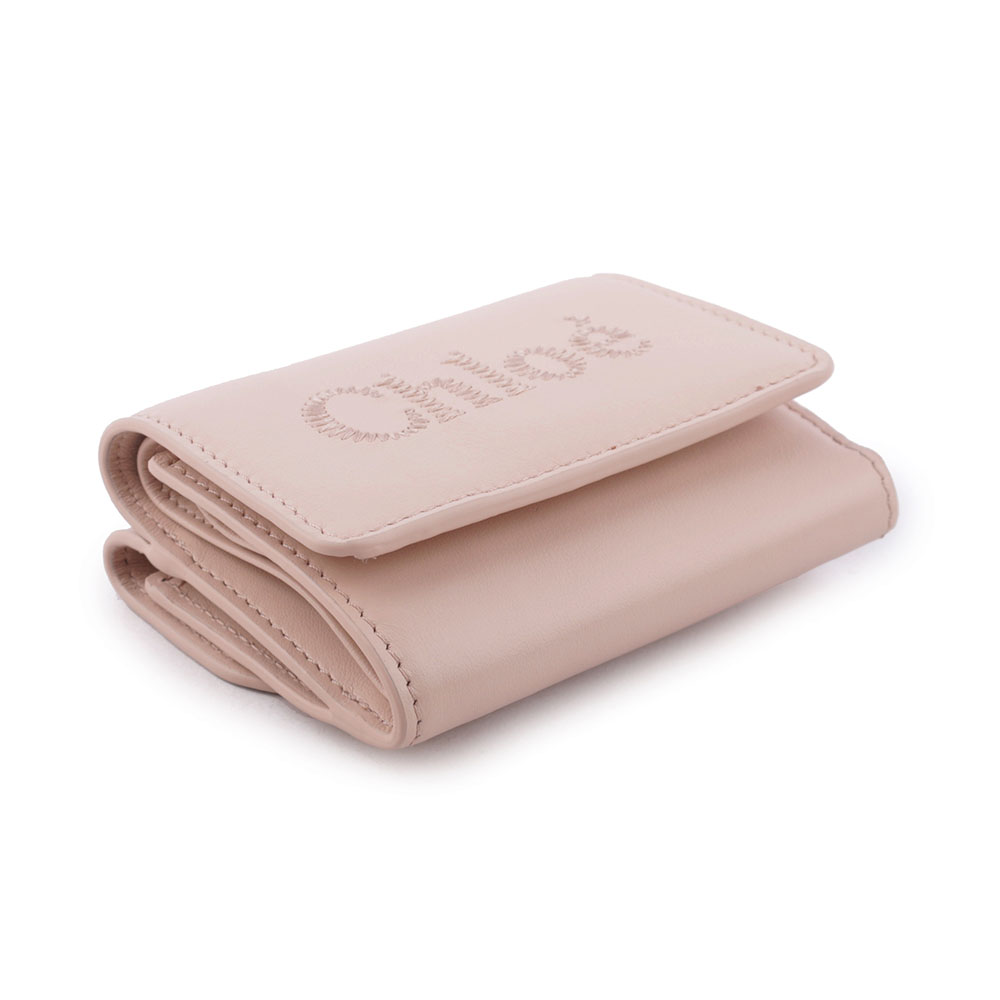 CHLOE' Sense 刺繡標誌小款三折短夾/灰粉色, , large