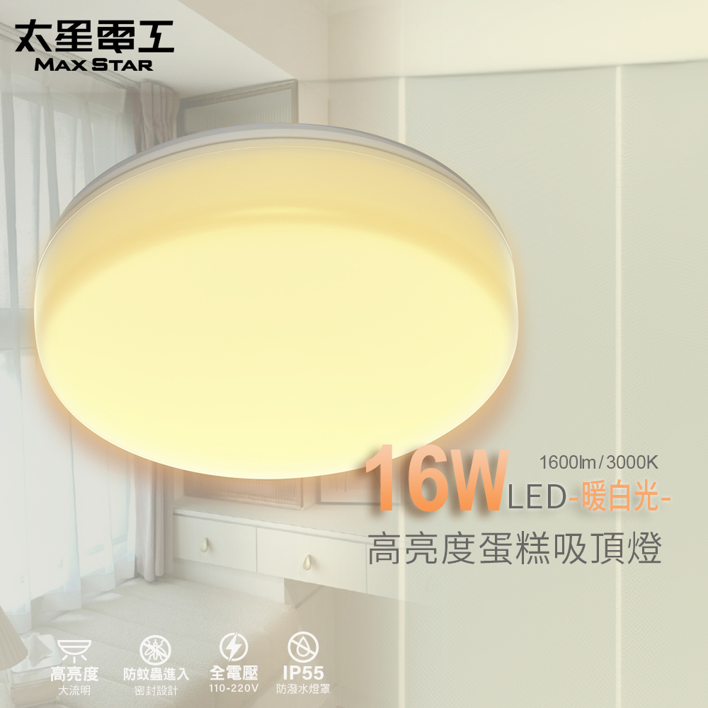 【Max star】LED high brightness cake ceiling light 16W/warm white light, , large