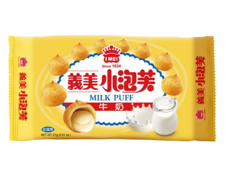 [義美]義美小泡芙系列57g*6包(牛奶口味), , large