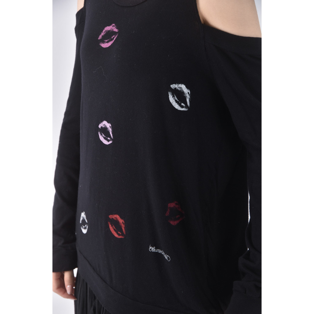 (S) lauren moshi棉質純棉黑色長袖上衣二手衣, , large