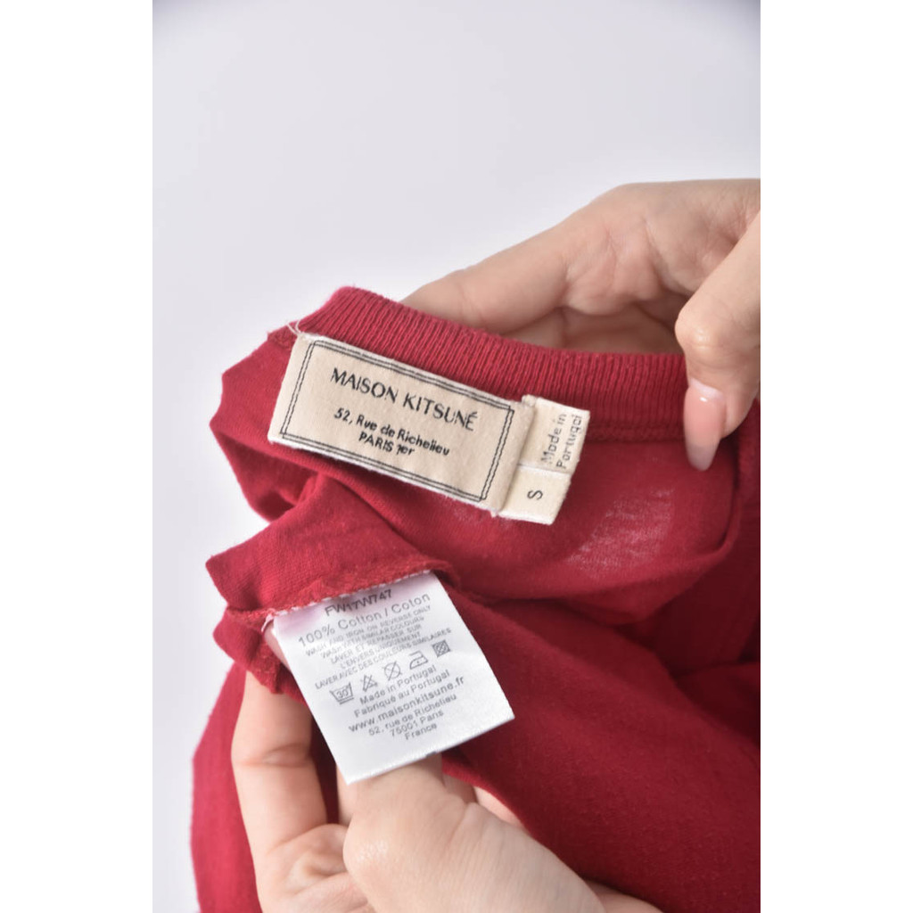 (L) maison kitsune紅色短袖上衣二手衣, , large