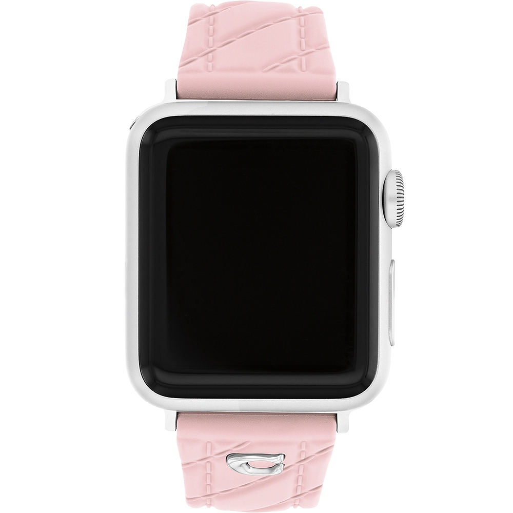 COACH Apple Watch 錶帶 38/40/41mm適用 粉紅色菱格紋矽膠錶帶 520 送禮 禮物(不含手錶), , large